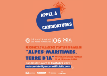 Rejoignez le village des startups au World AI Cannes Festival par  Département des Alpes Maritimes et la Maison de l’Intelligence Artificielle jusqu’au 3 octobre